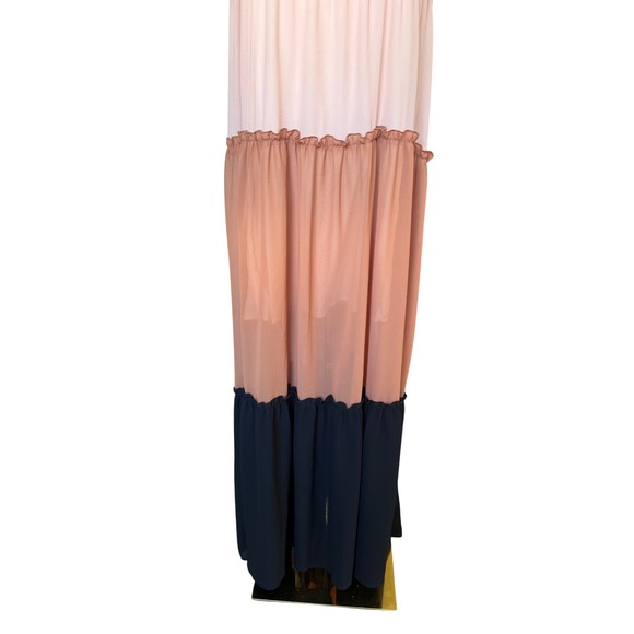 Fanco Boho Tiered Colorblock Maxi Dress Size S Cottagecore Resort Romantic Flowy - Picture 4 of 11